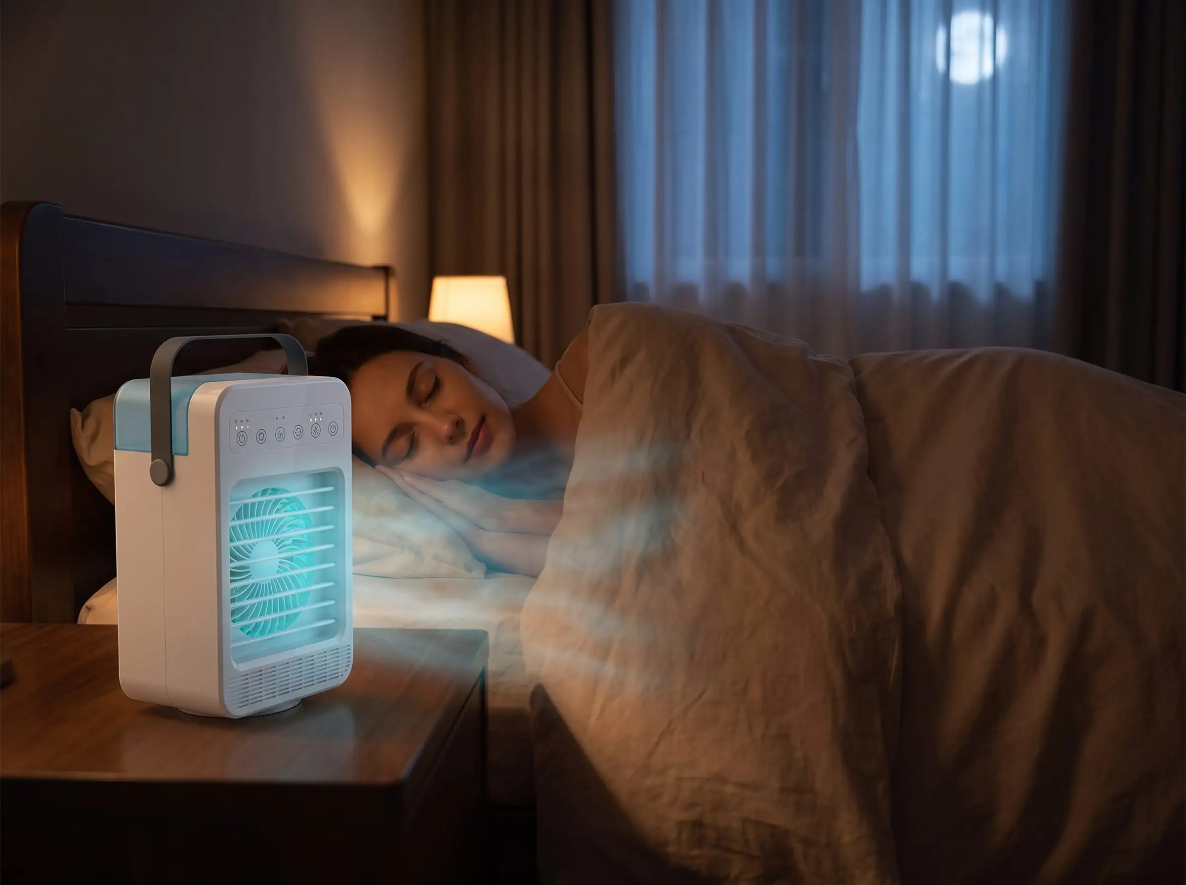 CoolJet portable air cooler being carried between rooms