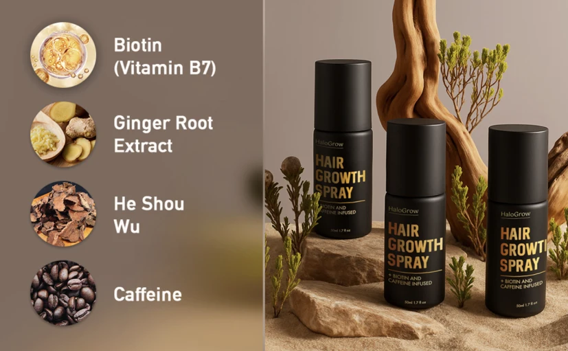 HaloGrow ingredients biotin caffeine aminexil